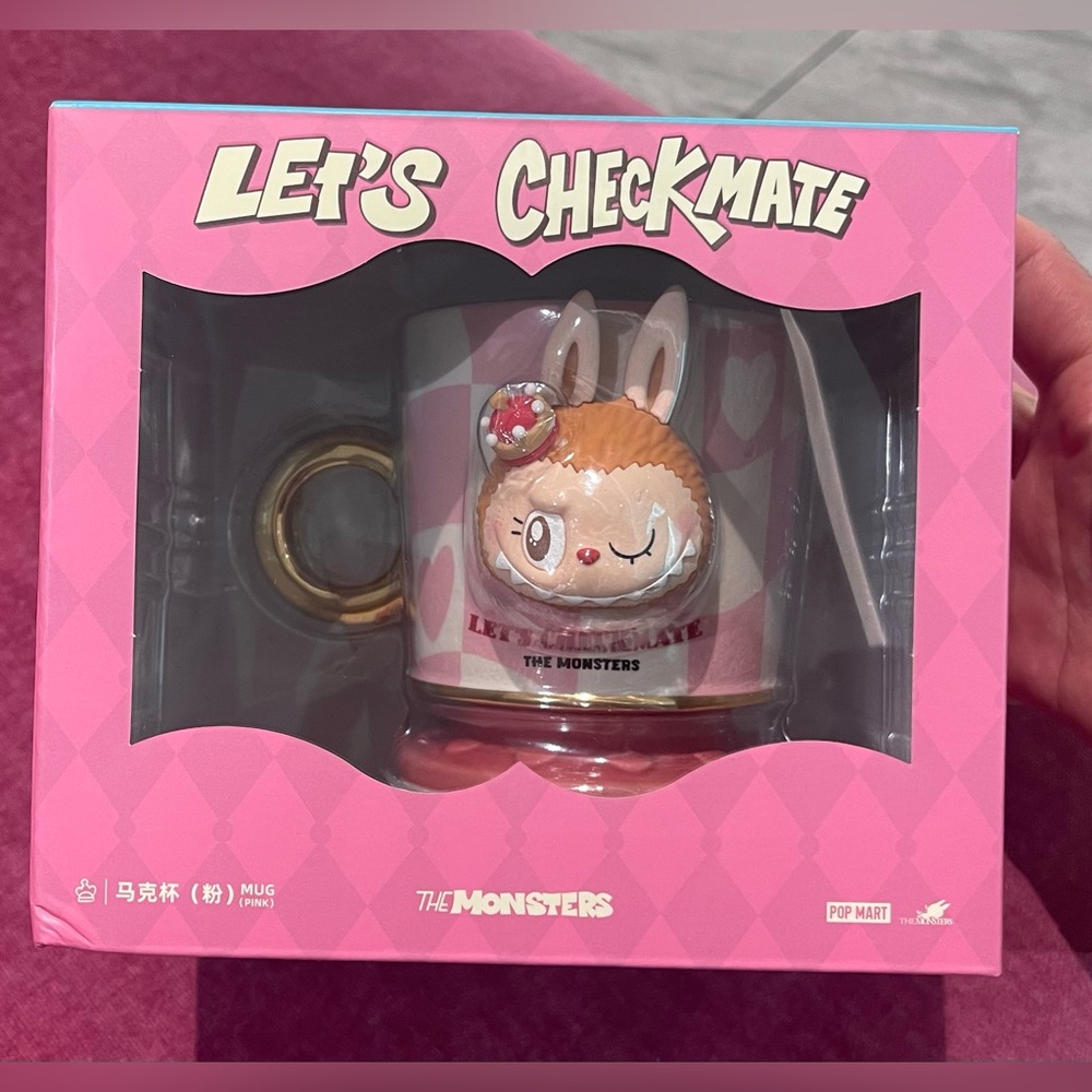 Authentic Pop Mart The Monsters Let's Checkmate Mug - Pink